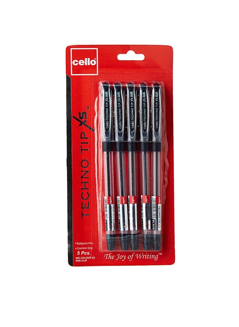 Cello CELLO TECHNO TIP XS BALL PEN 0.7MM BLISTER OF 5PC BLACK 