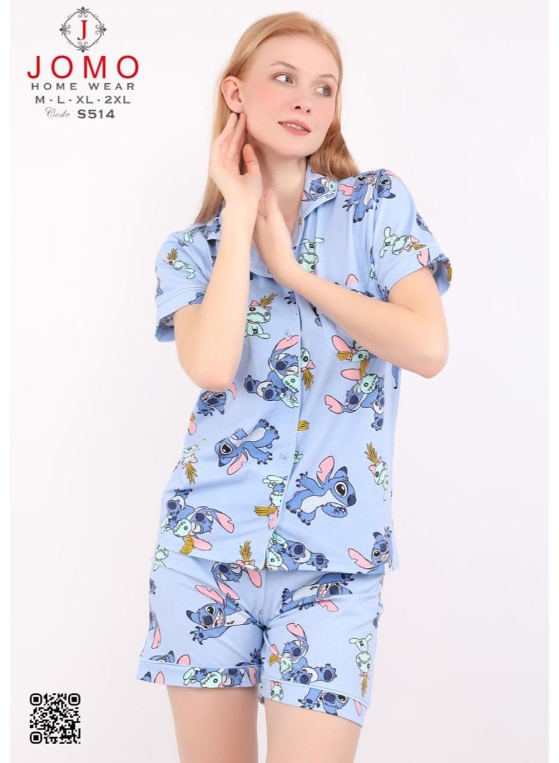 جومو هوم وير S514 LILO AND STITCH SHORT PAJAMA SET  - Image 1