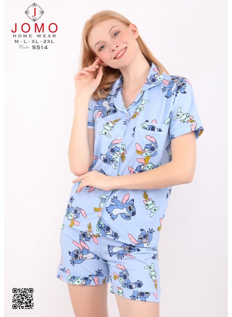 جومو هوم وير S514 LILO AND STITCH SHORT PAJAMA SET  - Image 2