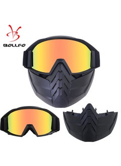 BOLLFO Off Road Half Helmet Mask, Wind And Sand Resistant, Detachable Cycling Glasses  - Image 2