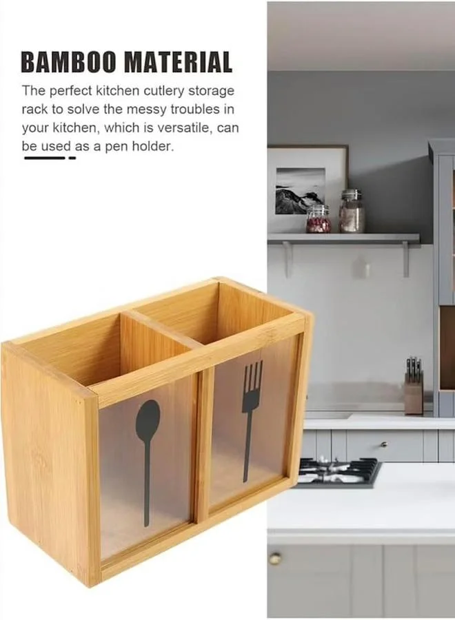Orchid Wooden Spoon and Fork Holder