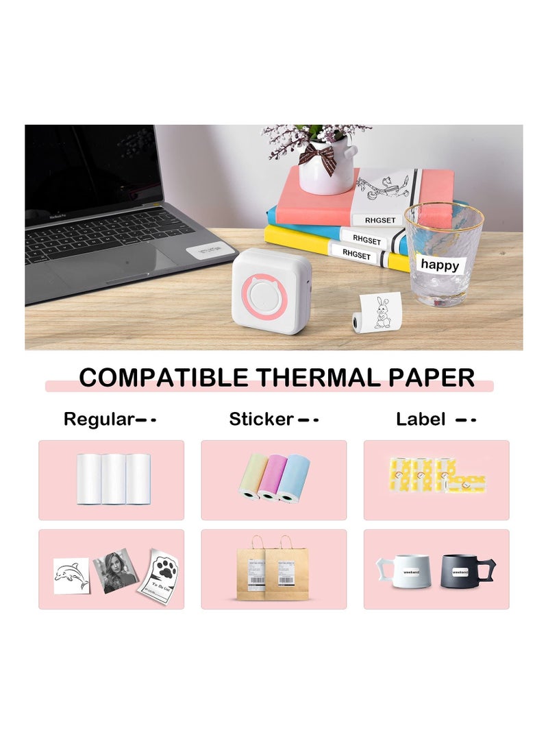 Mini Pocket Sticker Printer, SYOSI Bluetooth Wireless Portable Mobile Printer Machine Thermal for Notes, Memo, Photo, Label Receipt Compatible with iOS u0026 Android - Image 4