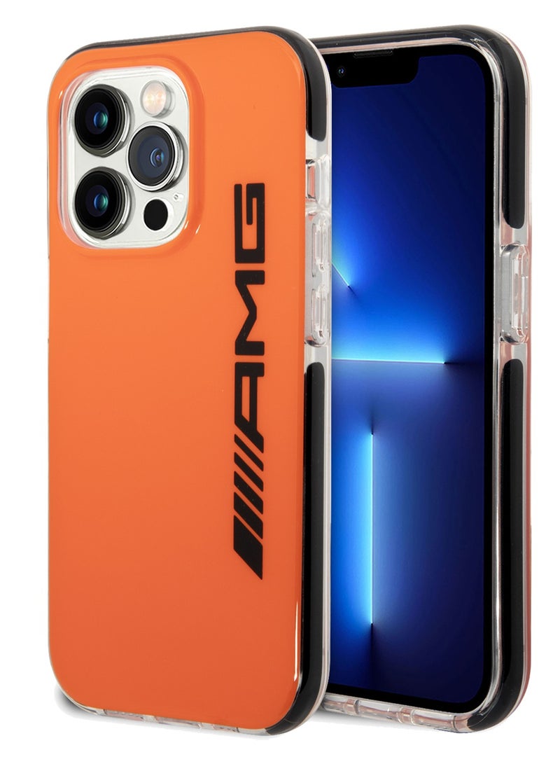 AMG iPhone 14 Pro Max Hard Case PC/TPE Back Cover / Slim Profile / Easy Snap-On / Bumper Protection / Drop Protection - Orange/Black - Image 2