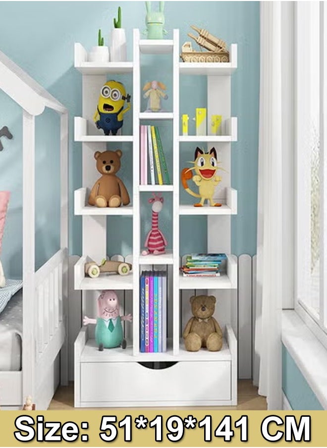Raffine - Creative Bookshelf with Drawer Bookcase Simple Living Room Storage Rack 51 x 19 x 141 cm - Image 1