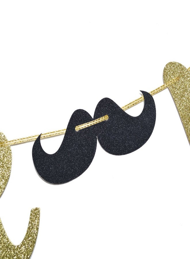 FOZEE Little Man Banner with Mustache and Bow Tie, Boy Baby Shower Banner. Boy 1st Birthday Decorations (Gold Glitter) - Image 4