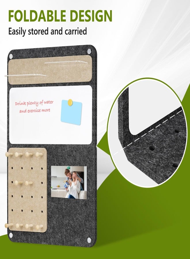 DOLLAR BOSS 3-in-1 Foldable Bulletin Board 16"x24" Vertical- Magnetic Whiteboard with Cork & Acrylic Shelves, Sound-Absorbing Felt for Home/Office/Dorm Includes Pins/Magnets (Grey) - Image 4