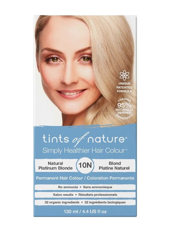 tints of nature Natural Permanent Hair Dye, Nourishes hair & Covers Greys, 1 x 130ml - 10N Platinum Blonde - Image 1