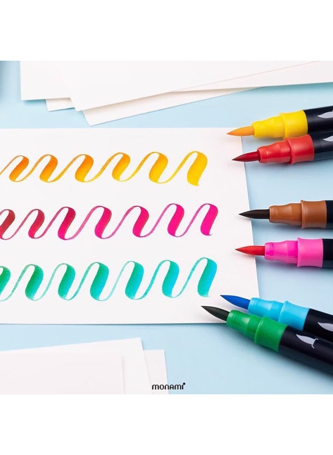 Monami Colorful Elegant Pen Soft Tip Elastic Hand Account Soft Brush Brush English Floral Colored Pen Morandi 6 Color Set 04038Z06-Gm - Image 2