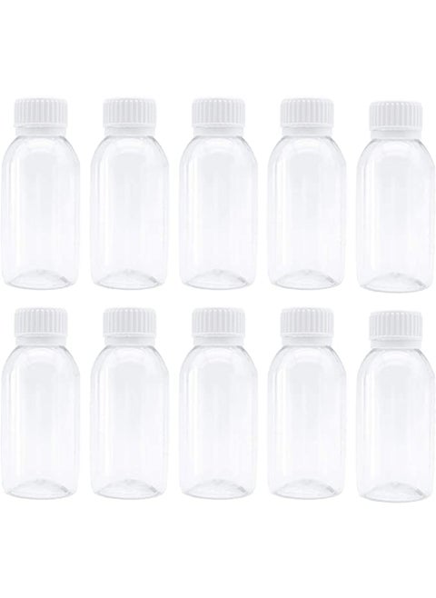 Polaris fox Empty Leakproof Plastic Bottle For Packing With Sealable Cap 100 ml Capacity Pack Of 10 Bottle White