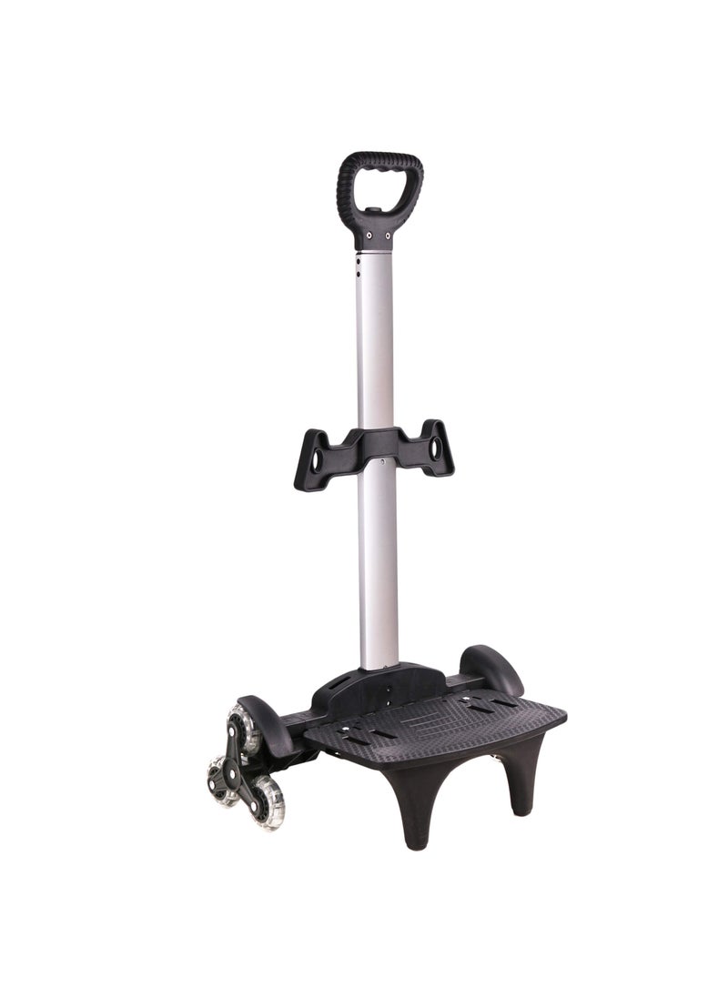 IvyH Backpack Trolley Wheeled Trolley Aluminium Alloy Foldable Hand Cart with Border Base 6 Wheels Rolling Luggage Carts for Kids Teens Adult School Travel 6 Wheels with Edge Guard 