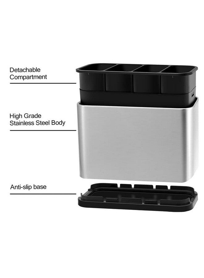 Parssufy Sink Cutlery Holder, Stainless Steel Flatware Organizer, Kitchen Utensils Cutlery Caddy Counter, Multifunctional Kitchen Sink Washing Sponge Storage Rack, Chopstick Cage - Image 2