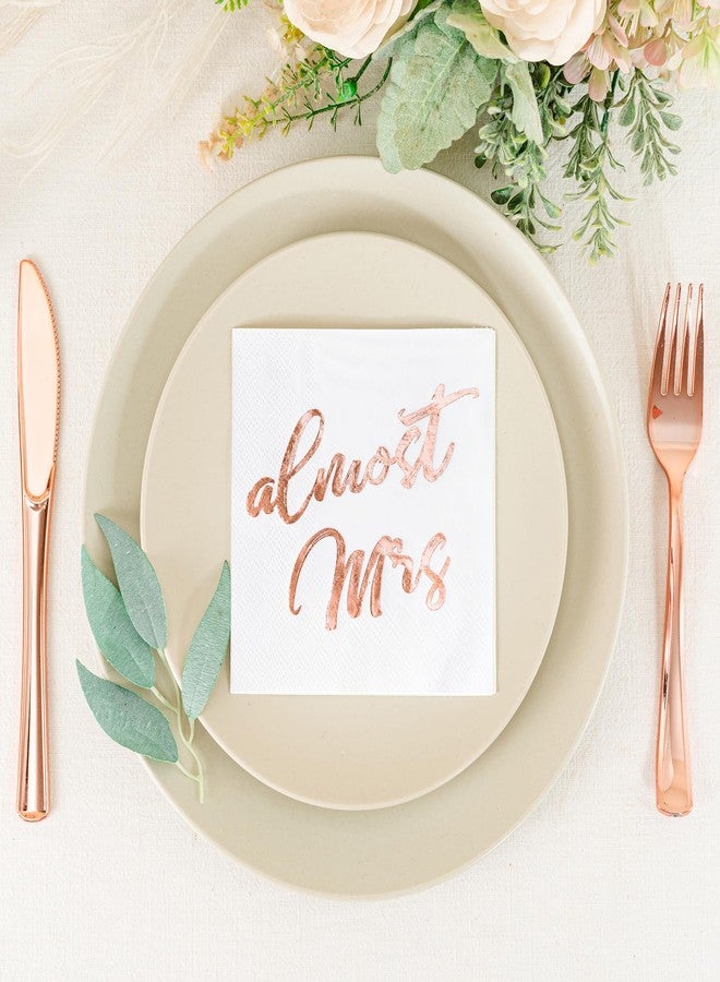 Calculs Bridal Shower Cocktail Napkin 'almost Mrs' Rose Gold Foil for Hen Night Bachelorette Party Beverage Paper Table Supplies 55 Pieces - Image 2