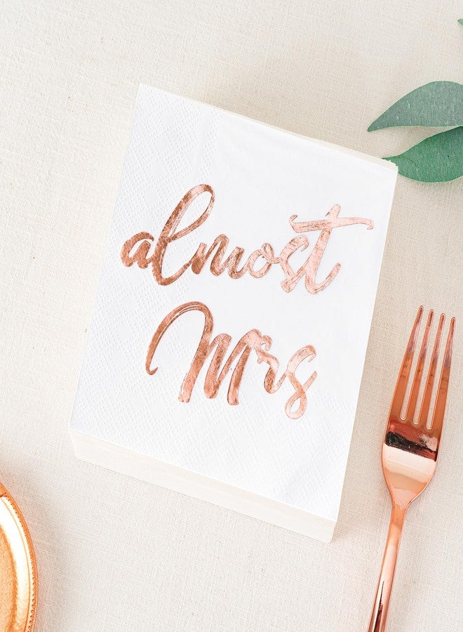 Calculs Bridal Shower Cocktail Napkin 'almost Mrs' Rose Gold Foil for Hen Night Bachelorette Party Beverage Paper Table Supplies 55 Pieces - Image 4