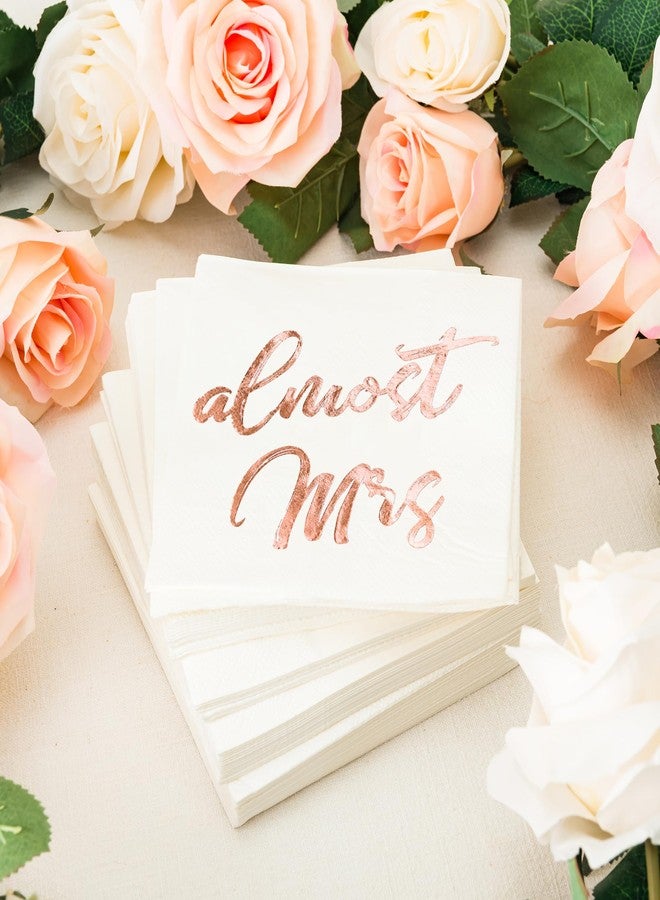 Calculs Bridal Shower Cocktail Napkin 'almost Mrs' Rose Gold Foil for Hen Night Bachelorette Party Beverage Paper Table Supplies 55 Pieces - Image 5