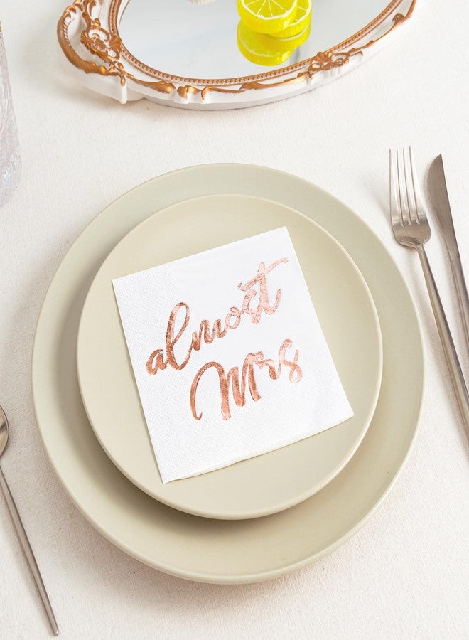Calculs Bridal Shower Cocktail Napkin 'almost Mrs' Rose Gold Foil for Hen Night Bachelorette Party Beverage Paper Table Supplies 55 Pieces - Image 3