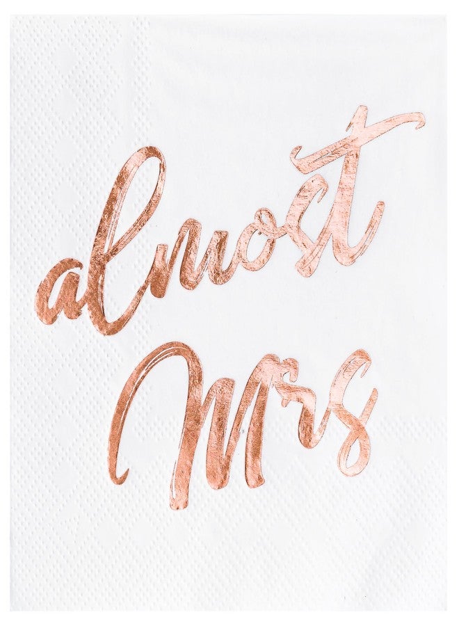 Calculs Bridal Shower Cocktail Napkin 'almost Mrs' Rose Gold Foil for Hen Night Bachelorette Party Beverage Paper Table Supplies 55 Pieces - Image 1
