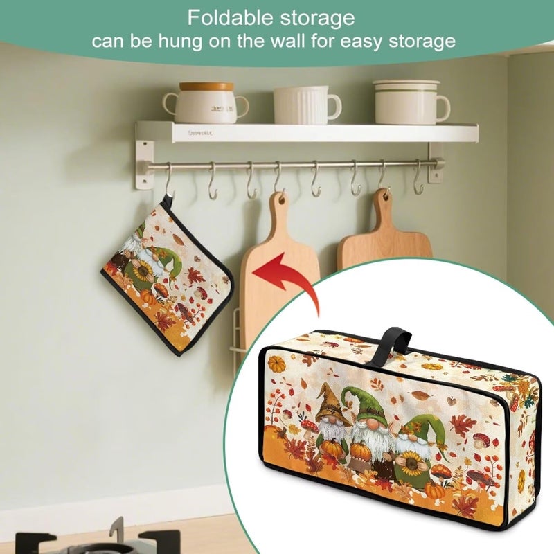 ZDCUSTOM Sunflower Gnomes Toaster Cover 2 Slice Long Slot with Handle Thin Toaster Dust Cover Polyester Foldable Kitchen Accessories Compatible with Two Slice Bread Maker Holiday Gifts - Image 5