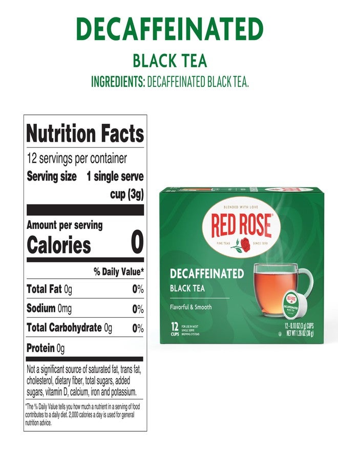Red Rose Naturally Decaffeinated Black Tea Specially Blended Strong Black Tea with 12 Single Serve Tea K-Cups Per Brew Hot/Cold Decaf Full-bodied K-Cups Single Serve Cups - Image 5