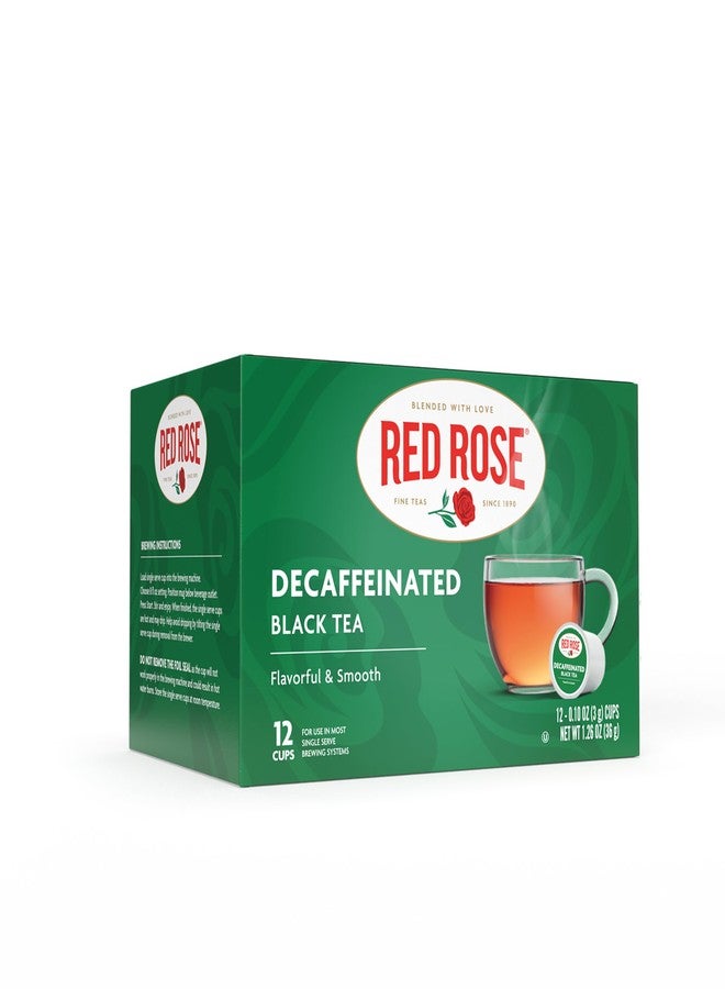 Red Rose Naturally Decaffeinated Black Tea Specially Blended Strong Black Tea with 12 Single Serve Tea K-Cups Per Brew Hot/Cold Decaf Full-bodied K-Cups Single Serve Cups - Image 1