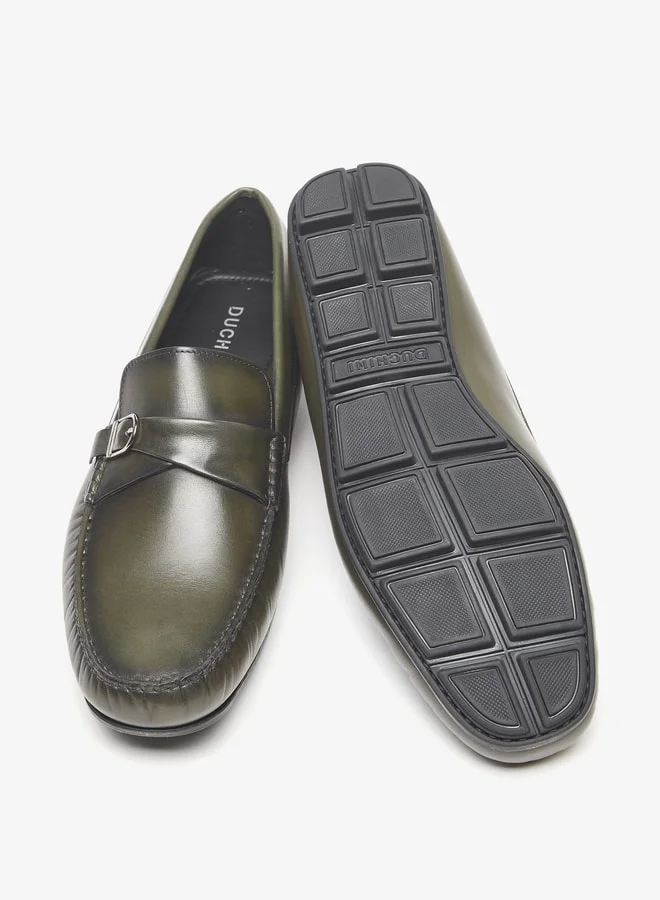 DUCHINI Men Slip-On Moccasins With Buckle Accent