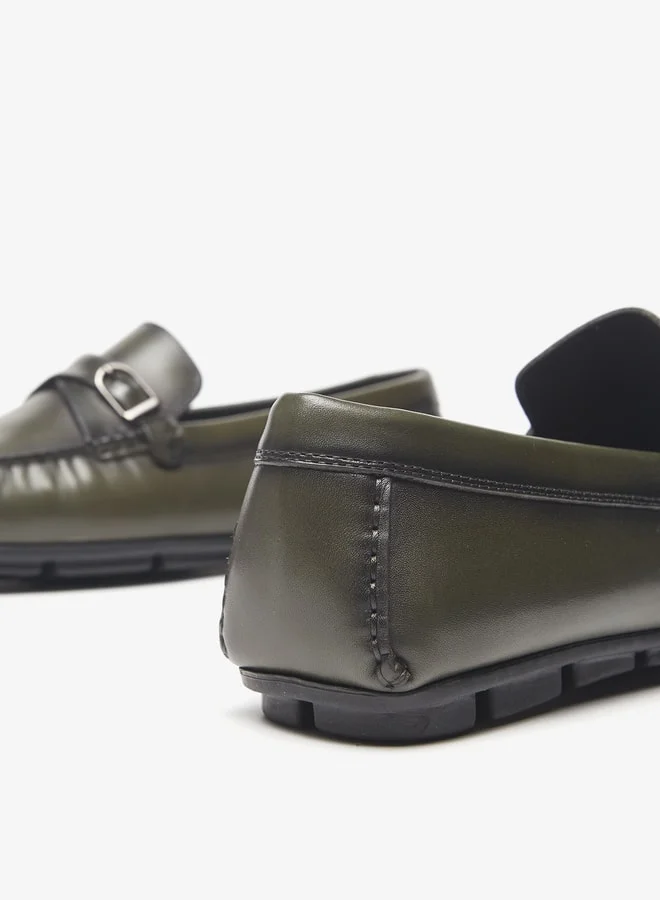 DUCHINI Men Slip-On Moccasins With Buckle Accent