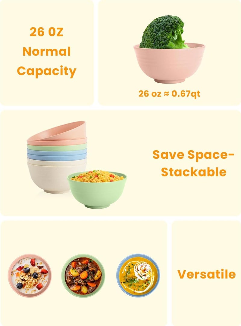 Homienly Cereal Bowl Set, Wheat Straw Fiber Unbreakable Lightweight Bowls Set - Image 4