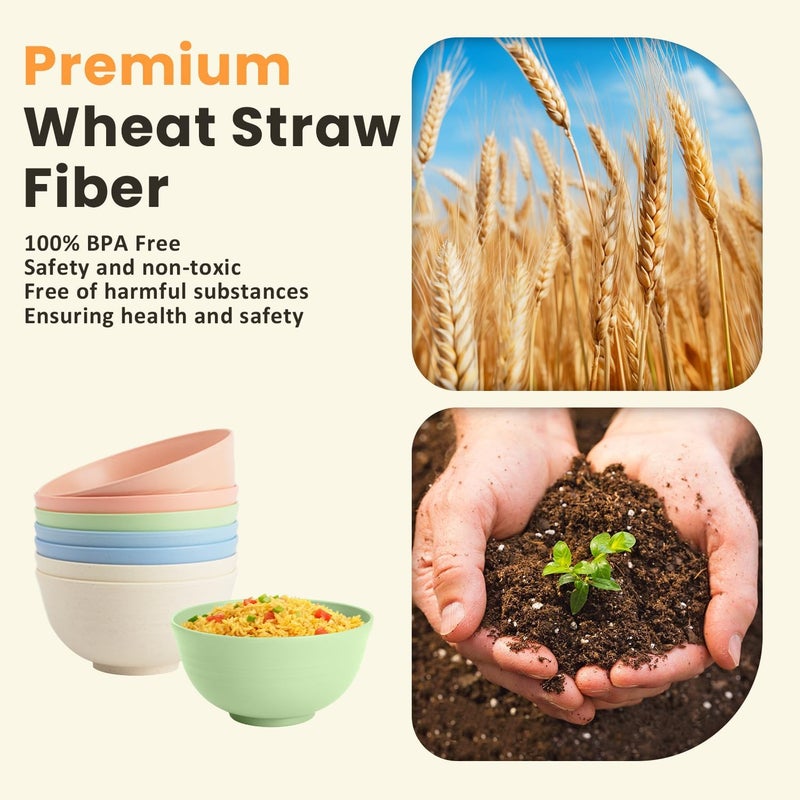 Homienly Cereal Bowl Set, Wheat Straw Fiber Unbreakable Lightweight Bowls Set - Image 3