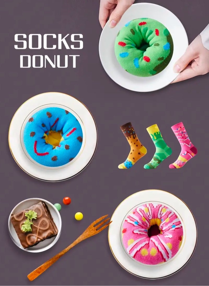 Donut Socks – 3 Pairs of Style and Fun! Unique design and vibrant colors to add a creative touch to your steps. A perfect gift or a trendy addition to your wardrobe. - Image 3