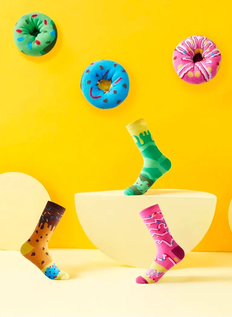 Donut Socks – 3 Pairs of Style and Fun! Unique design and vibrant colors to add a creative touch to your steps. A perfect gift or a trendy addition to your wardrobe. - Image 5