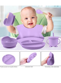 Gonice Silicone Tableware, 8-Piece BPA-Free Silicone Tableware Set Includes Suction Cup Plate, Suction Cup Bowl  - Image 2