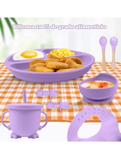 Gonice Silicone Tableware, 8-Piece BPA-Free Silicone Tableware Set Includes Suction Cup Plate, Suction Cup Bowl  - Image 5