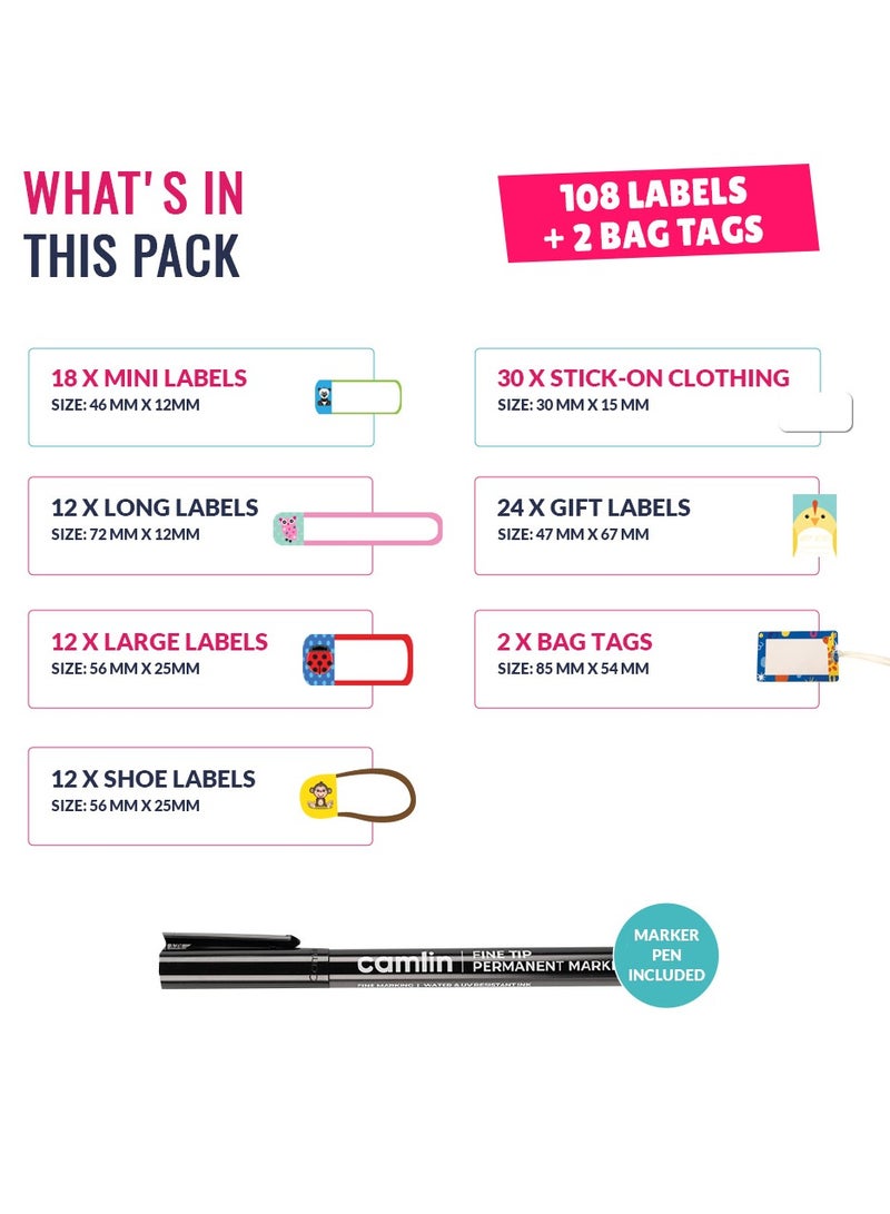 Beauenty Daycare Kids Stickers Pack - 110 Name Label Stickers | Waterproof Labels for Baby Bottles  School Supplies , Name Tags for School Bag , Stick-on Clothes Clothing Labels , Bag Tags , Gift Sticker - Image 2