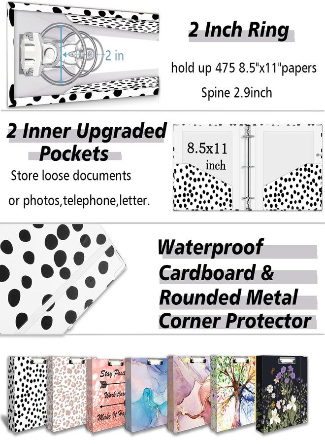 BVSSX 3 Ring Binder Organizer, 2 Inch Three Ring Binders with Clipboard, 5-Tabs Pockets Dividers, Transparent Plastic Folder, Pen Loop, 18 Divider Stikers, Decorative Binder, Polka Dot, Letter Size - Image 4