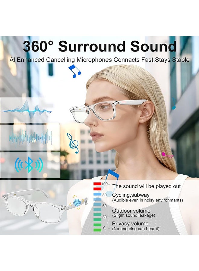 جي دي نظارات بلوتوث لاسلكية ذكية بتقنية الذكاء الاصطناعي مع ترجمة صوتية تلقائية في الوقت الحقيقي تدعم أكثر من 100 لغة BT لتسجيل اجتماعات العمل أثناء السفر والمكالمات بدون استخدام اليدين للاجتماعات والقيادة والسفر (أبيض) - Image 5