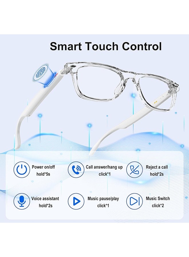 جي دي نظارات بلوتوث لاسلكية ذكية بتقنية الذكاء الاصطناعي مع ترجمة صوتية تلقائية في الوقت الحقيقي تدعم أكثر من 100 لغة BT لتسجيل اجتماعات العمل أثناء السفر والمكالمات بدون استخدام اليدين للاجتماعات والقيادة والسفر (أبيض) - Image 3