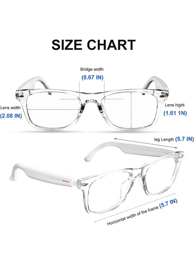 جي دي نظارات بلوتوث لاسلكية ذكية بتقنية الذكاء الاصطناعي مع ترجمة صوتية تلقائية في الوقت الحقيقي تدعم أكثر من 100 لغة BT لتسجيل اجتماعات العمل أثناء السفر والمكالمات بدون استخدام اليدين للاجتماعات والقيادة والسفر (أبيض) - Image 2