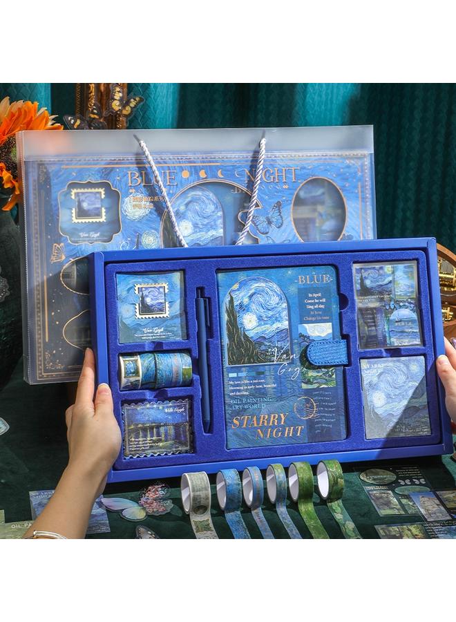 Bluejw Vintage Oil Painting Hand Book Suit Gift Box High Beauty Value Notebook Stationery Girl Cute Hand Book Girl Day - Image 2