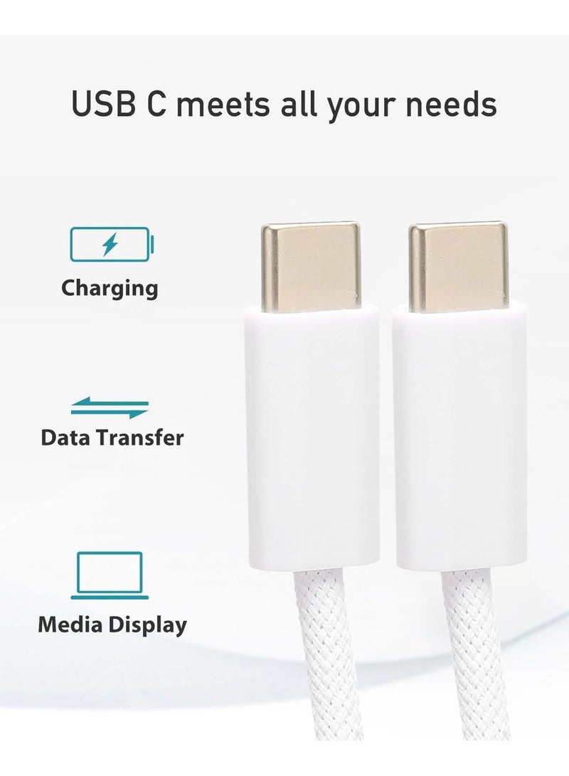 بي دي كابل شاحن PD من النوع C إلى النوع C كابل شاحن الهاتف المحمول سلك مضفر 15، 15Pro، 15Pro Max كابل الشاحن - Image 2