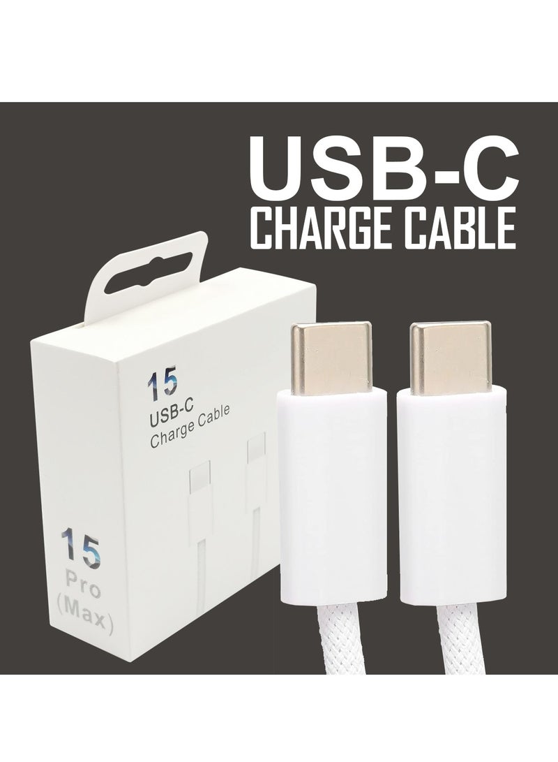 بي دي كابل شاحن PD من النوع C إلى النوع C كابل شاحن الهاتف المحمول سلك مضفر 15، 15Pro، 15Pro Max كابل الشاحن - Image 1