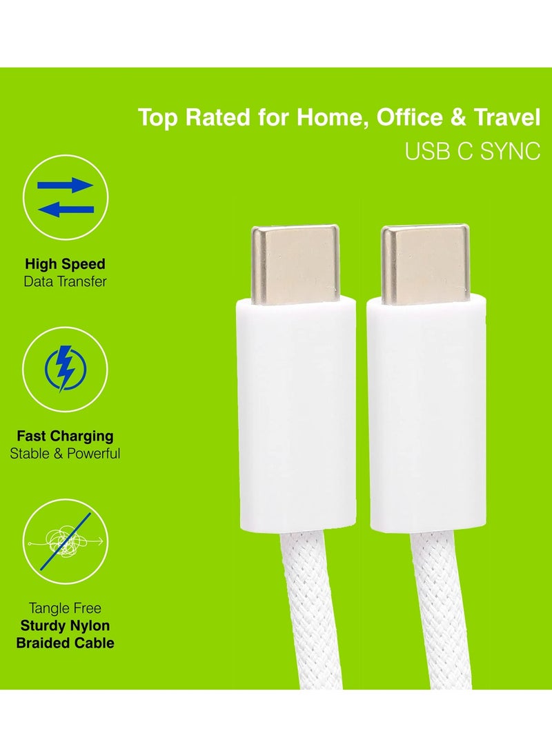 بي دي كابل شاحن PD من النوع C إلى النوع C كابل شاحن الهاتف المحمول سلك مضفر 15، 15Pro، 15Pro Max كابل الشاحن - Image 3