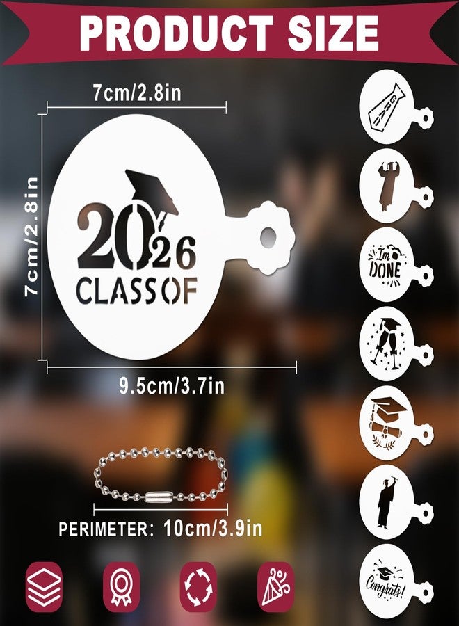 Qumenan 56 Pieces Graduation Cookie Stencils 2026 Graduation Coffee Stencil Reusable Cake Stencils for DIY Graduate Party Decor Baking Painting Dessert Decoration - Image 2