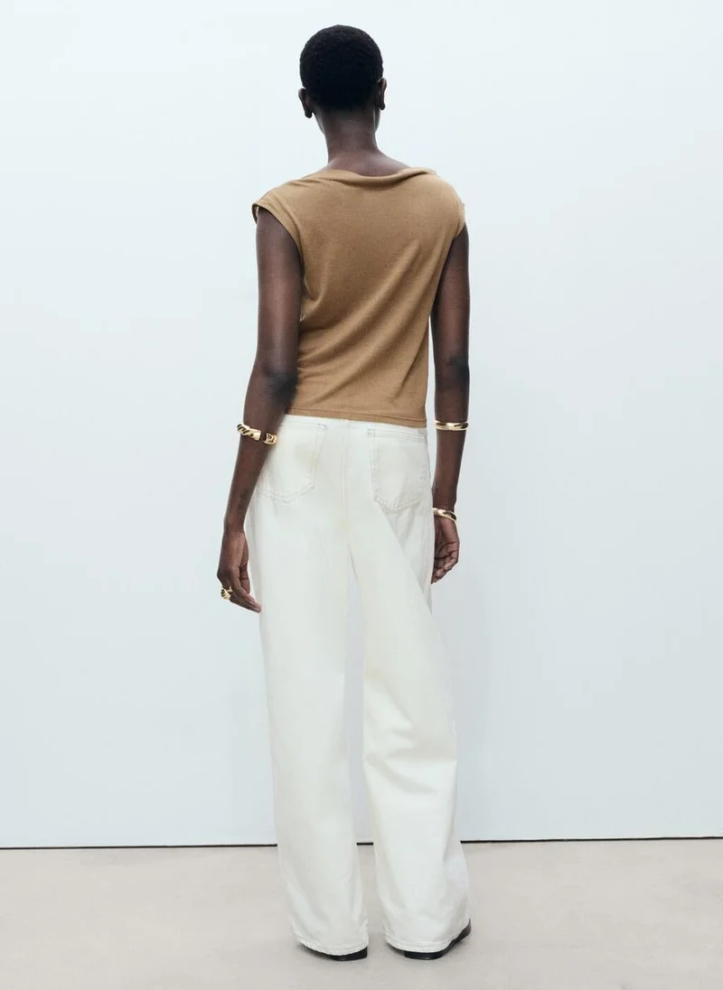 MANGO draped neck lyocell top