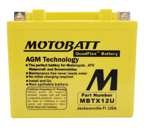 Motobatt بطارية موتوبات MBTX12U (12 فولت 14 أمبير) 200CCA مفعل من المصنع بتقنية QuadFlex AGM - YB12BB2، YTX12BS، YTX12، YTX14BS، YTX14، YTX14L، YTX14H، YTX14HBS، YTX14LBS، YTX15L، YTX15LBS، ETX12، ETX14، AUX-400-200 - Image 2