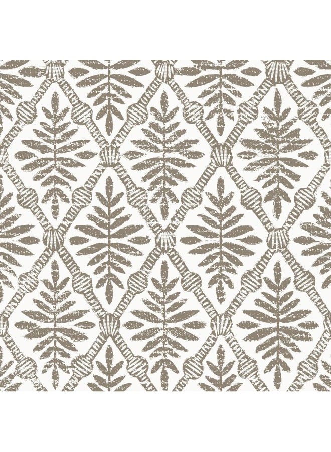 lenify Peel and Stick Wallpaper Beige and Brown Contact Paper 16.9inch x 118.1inch Geometric Wallpaper Vintage Peel and Stick Removable Diamond Floral Wall Paper Self Adhesive Cabinets Decor Vinyl - Image 1