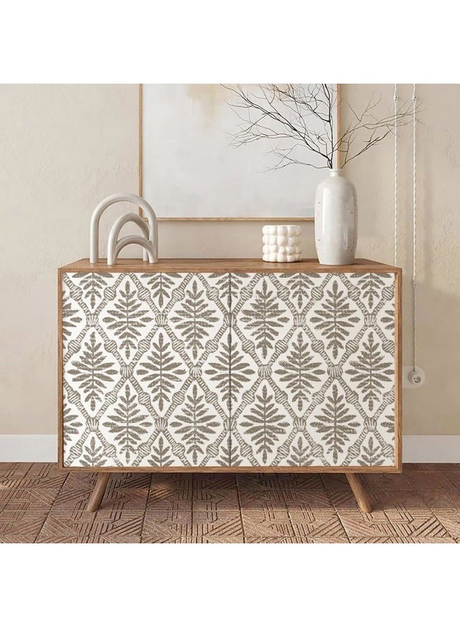 lenify Peel and Stick Wallpaper Beige and Brown Contact Paper 16.9inch x 118.1inch Geometric Wallpaper Vintage Peel and Stick Removable Diamond Floral Wall Paper Self Adhesive Cabinets Decor Vinyl - Image 4