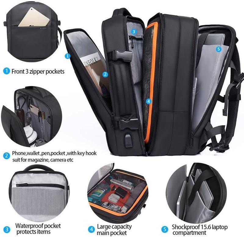 BANGE 35-45L Carry On Backpack Weekender Travel Backpacks 17.3 inch Laptop Back Pack Business Expandable Bag for Men and Women - Image 5
