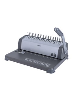 Deli Deli E3872 Grey Integral Binding Machine | 15 Sheets Punching & 425 Sheets Binding Capacity | A4 Document Size | 21 Holes | SKU: E3872 | Ideal for Office & School Projects  - Image 1