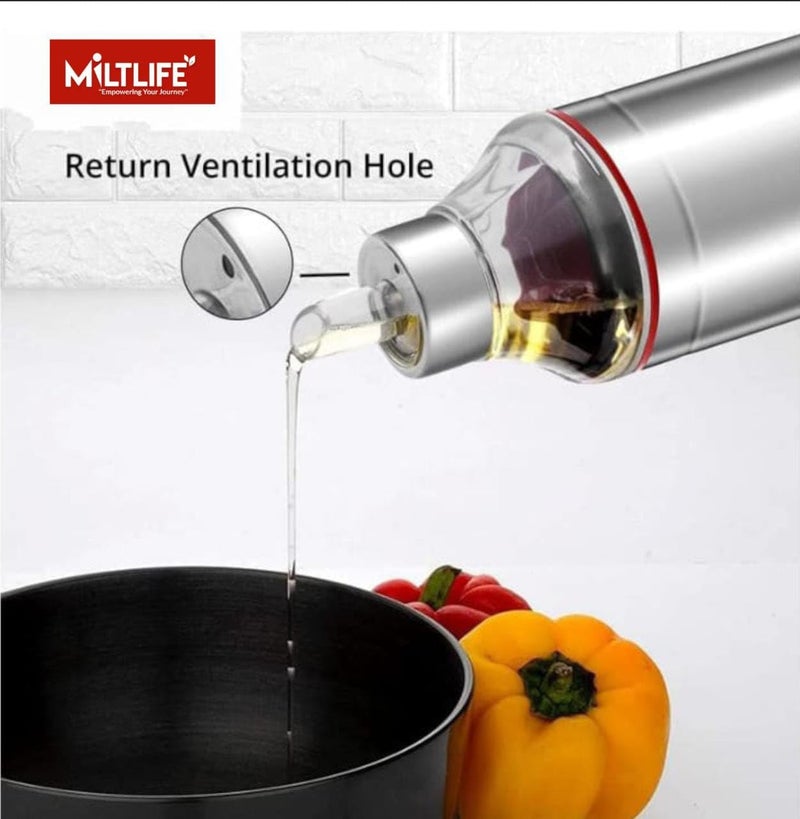 MILTLIFE 1Liter Stainless Steel Oil Dispenser with Nozzle Handle 1000 ml Oil Pourer Oil Can Oil Pot Oil Bottle with Handle Set of 2 pcs 1000ml Each Silver - Image 3
