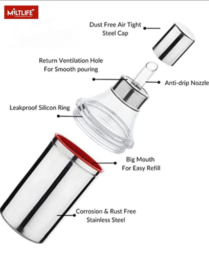 MILTLIFE 1Liter Stainless Steel Oil Dispenser with Nozzle Handle 1000 ml Oil Pourer Oil Can Oil Pot Oil Bottle with Handle Set of 2 pcs 1000ml Each Silver - Image 4