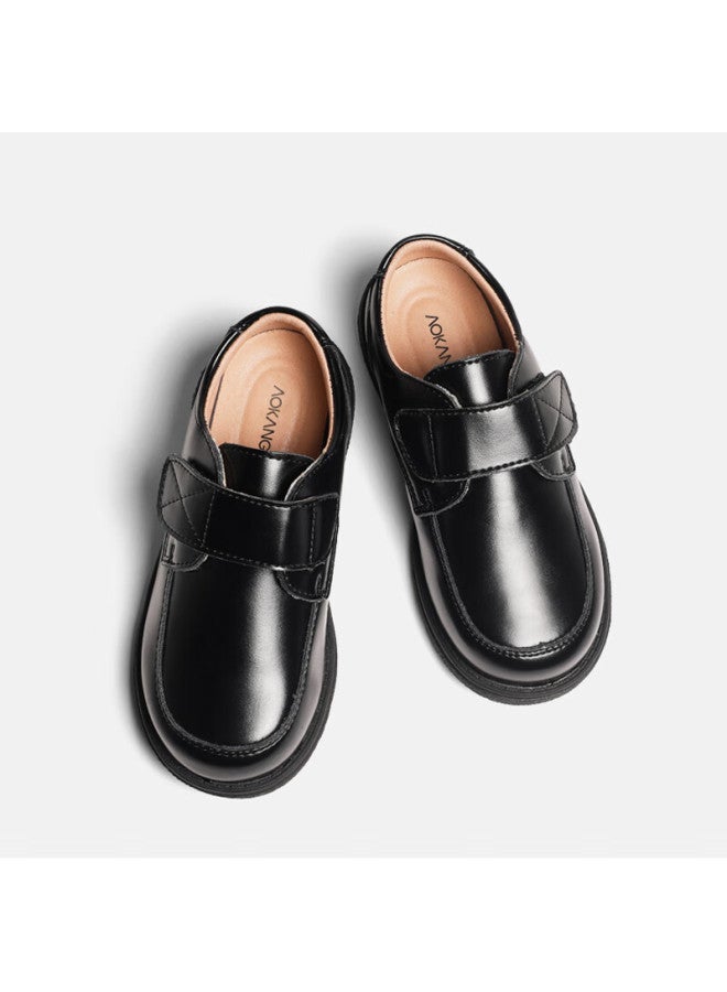 Aokang Boys' Leather Shoes Spring New Soft Sole Performance Black Shoes British Style Boys' Shoes